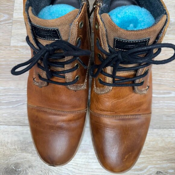 Bullboxer Adyn Cap Toe Brown Leather Side Zip Ankle Boot Men's Size EU 45 - Picture 2 of 7